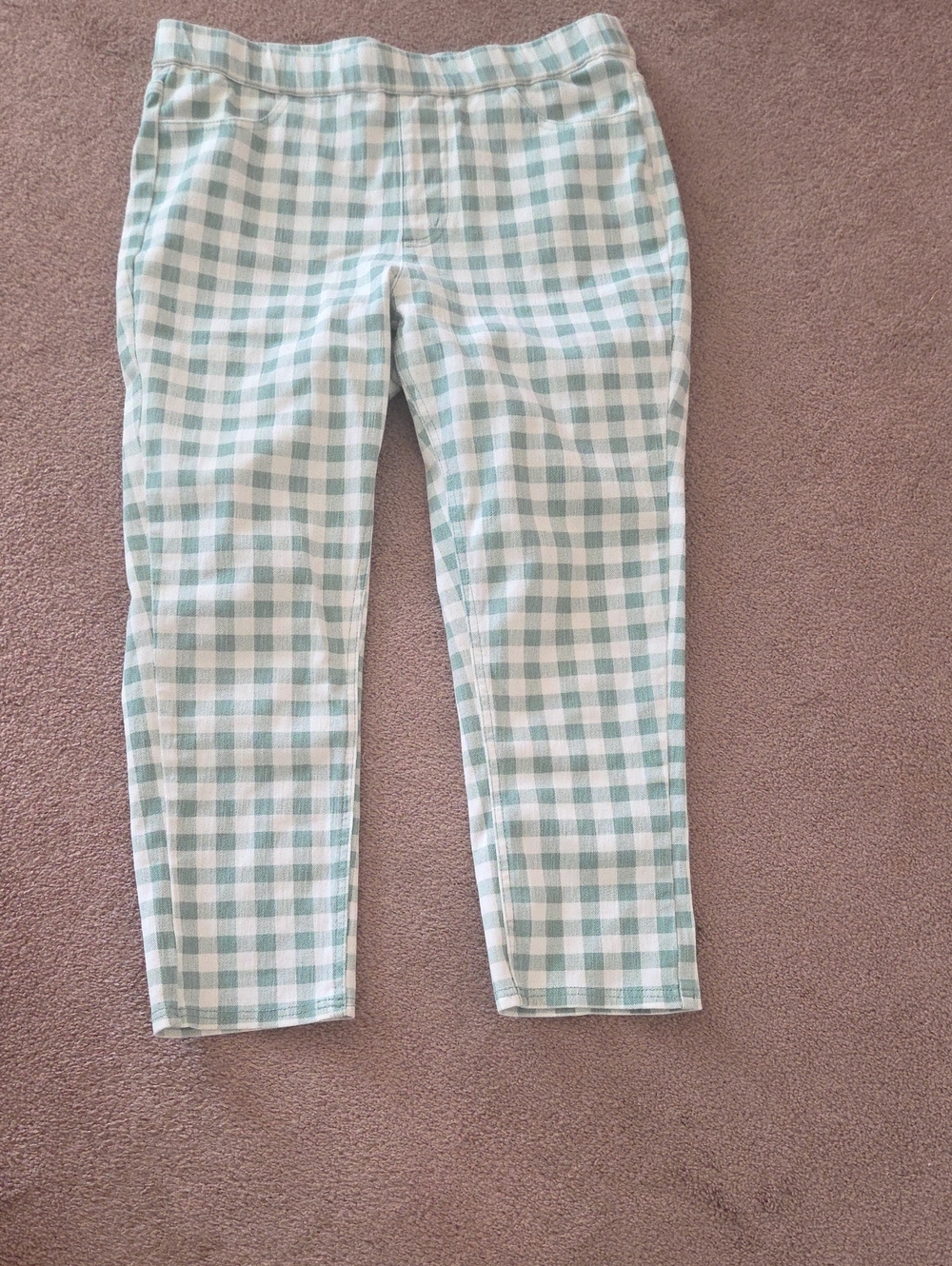 Isaac Mizrahi Mint Green & White Gingham Pants